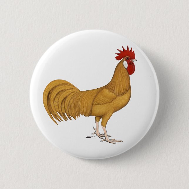 Minorca:  Buff Rooster 6 Cm Round Badge (Front)