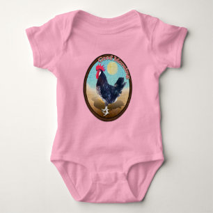 Minorca Rooster Good Morning Vintage Oval Baby Bodysuit