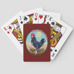 Minorca Rooster Good Morning Vintage Oval Playing Cards