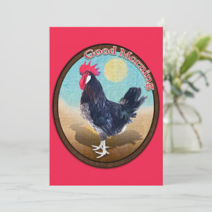 Minorca Rooster Good Morning Vintage Oval Thank You Card