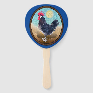 Minorca Rooster Vintage Oval Hand Fan