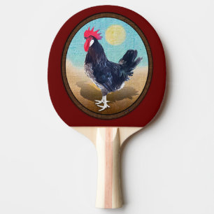 Minorca Rooster Vintage Oval Ping Pong Paddle