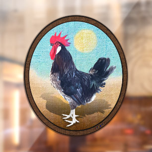 Minorca Rooster Vintage Oval  Window Cling