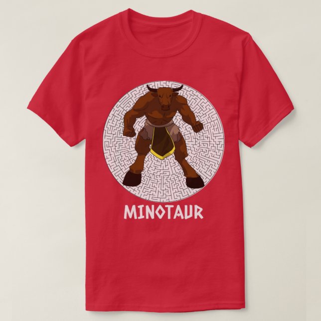 Minotaur in front of maze for people who love Gree T-Shirt (Design Front)