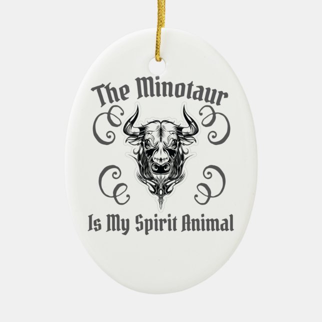 Minotaur My Spirit Animal Ancient Greek Mythology Ceramic Tree Decoration (Front)