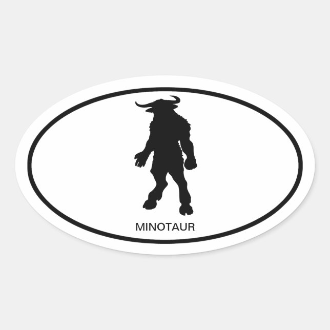 Minotaur Oval Sticker (Front)