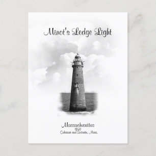 Minot's Ledge Light - Massachusetts Postcard