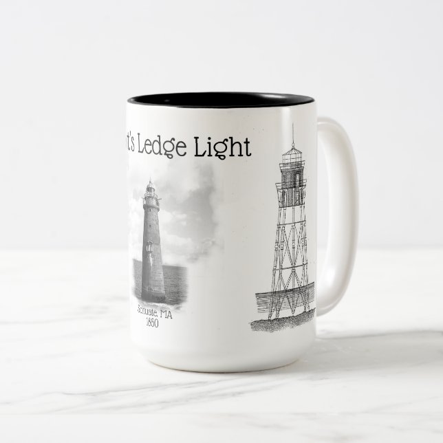 Minot's Ledge Light - Massachusetts Two-Tone Coffee Mug (Front Right)