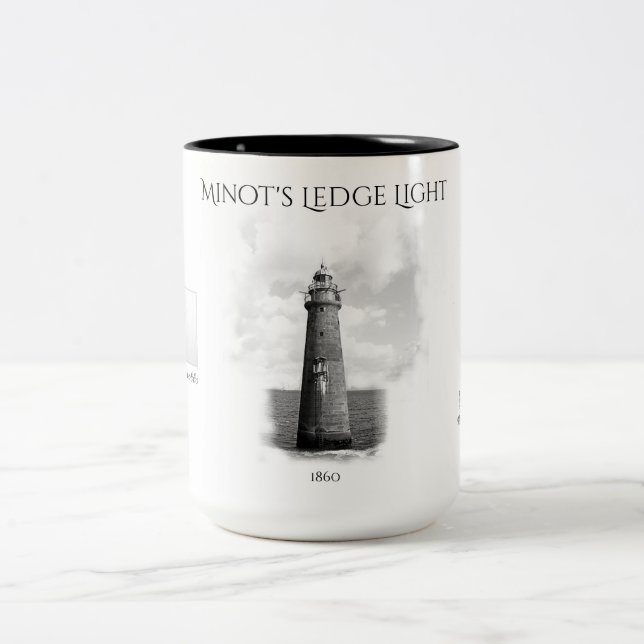 Minot's Ledge Light - Massachusetts Two-Tone Coffee Mug (Center)