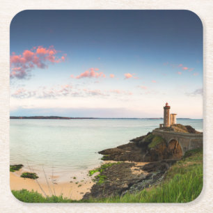 Minou Lighthouse France Brittany Finistere Square Paper Coaster