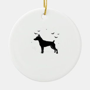 MinPin Dog � Halloween Moon Silhouette Classic T-S Ceramic Tree Decoration
