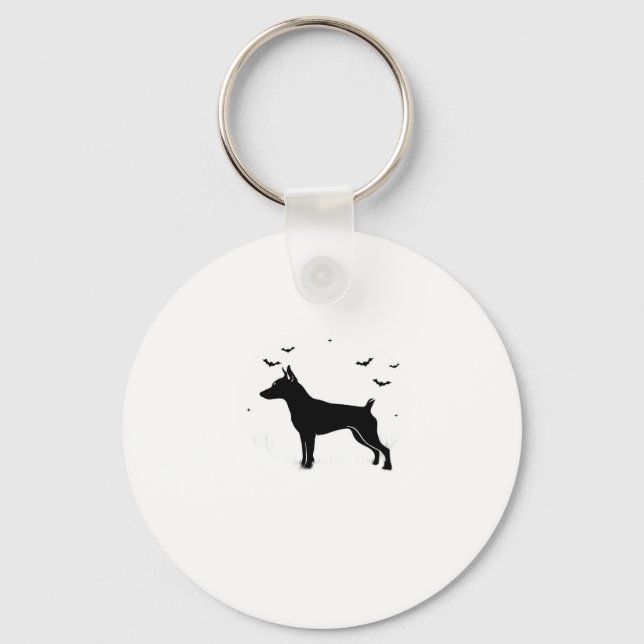 MinPin Dog � Halloween Moon Silhouette Classic T-S Key Ring (Front)