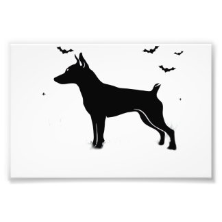 MinPin Dog � Halloween Moon Silhouette Classic T-S Photo Print