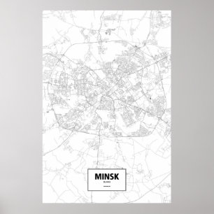 Minsk, Belarus (black on white) Poster