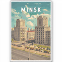 Minsk Belarus Illustration Travel Art Vintage