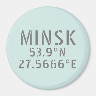 Minsk Latitude Longitude Coordinates Magnet