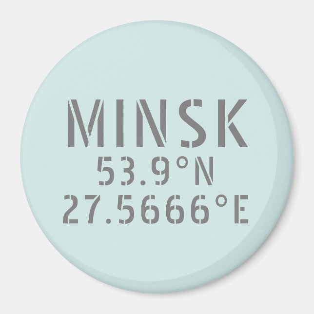 Minsk Latitude Longitude Coordinates  Magnet (Front)