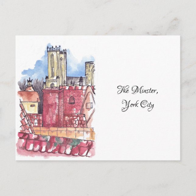 Minster, York watercolour postcard (Front)