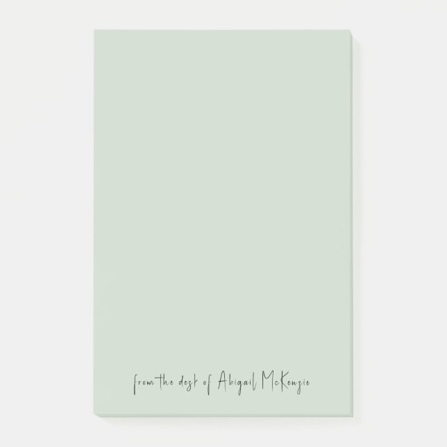 Mint 4x6 From the Desk of Script Post-it Notes (Front)