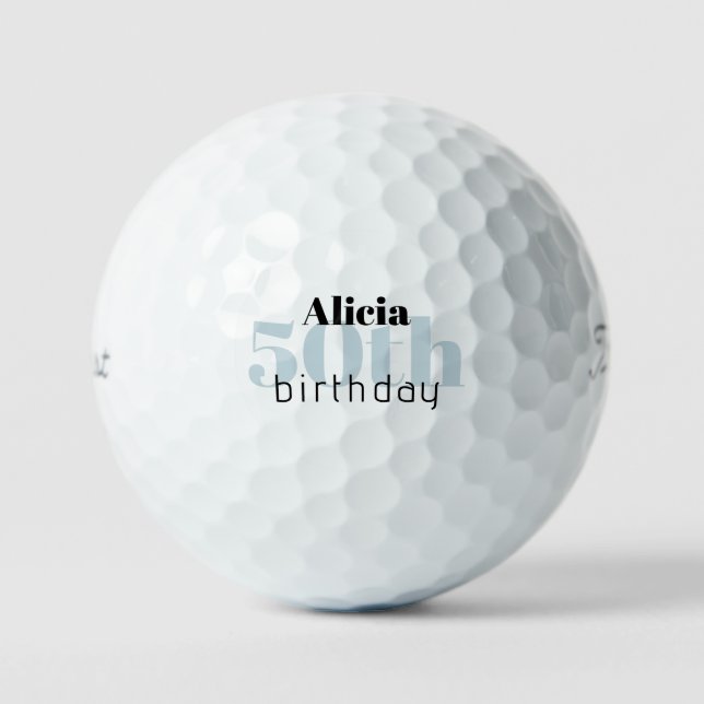Mint 50th Birthday Personalised Titleist Pro V1 Golf Balls (Front)