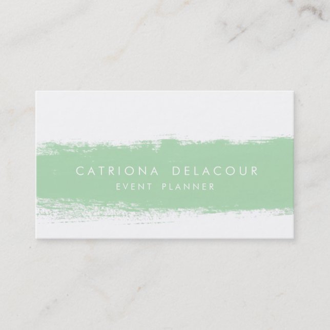 Mint Abstract Watercolor Splash Business Card (Front)