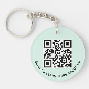 Mint Acrylic QR Code Keychain Company Logo Round