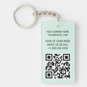Mint Acrylic QR Code Keychain with Logo Rectangle
