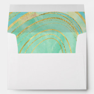 Mint Agate Watercolor   5 x 7 Wedding Envelope