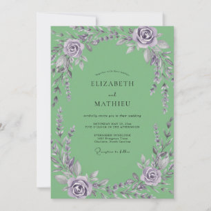 Mint Amethyst Wisteria Wedding Invitation