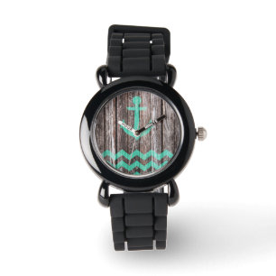 Mint Anchor on old wood Watch