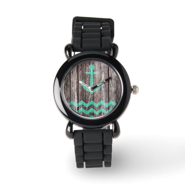 Mint Anchor on old wood Watch (Front)