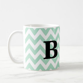 Mint and Black Chevron Monogram Mug
