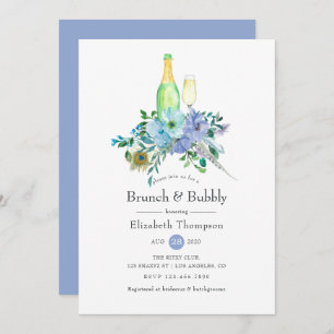 Mint and Blue Boho Brunch and Bubbly Bridal Shower Invitation