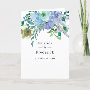 Mint and Blue Boho Floral Wedding Programme