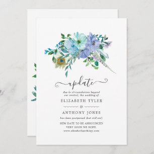 Mint and Blue Boho Floral Wedding Update Invitation