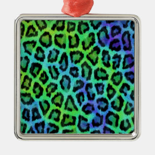 Mint And Blue Leopard Print Metal Tree Decoration