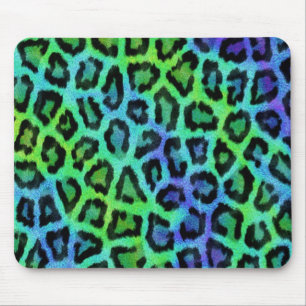 Mint And Blue Leopard Print Mouse Mat