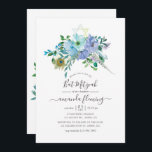 Mint and Blue Watercolor Boho Floral Bat Mitzvah Invitation<br><div class="desc">Mint and blue boho chic peacock bat mitzvah invitation with elegant handwriting typography.</div>