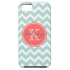 Mint and Coral Chevron Custom Monogram