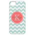 Mint and Coral Chevron Custom Monogram