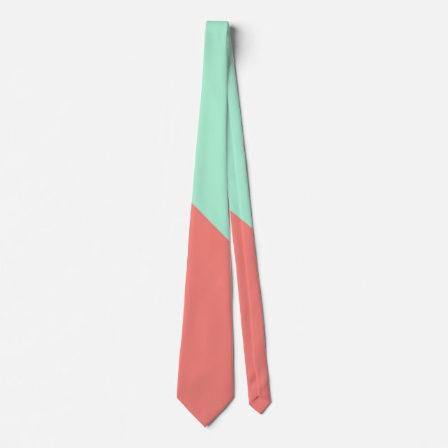 Mint and Coral Colour Block Tie (Front)