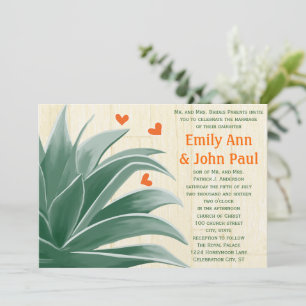 Mint and Coral  Modern Succulent Wedding Invite