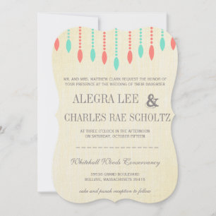 Mint and Coral Modern Tear Drop Beaded Invitation