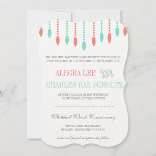 Mint and Coral Modern Tear Drop Beaded Invitation