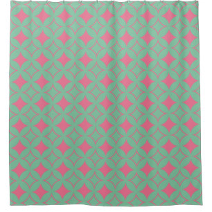 Mint and coral shippo shower curtain