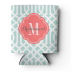 Mint and Coral Trellis Monogram