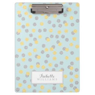 Mint and Faux Glitter Polka Dots Clipboard