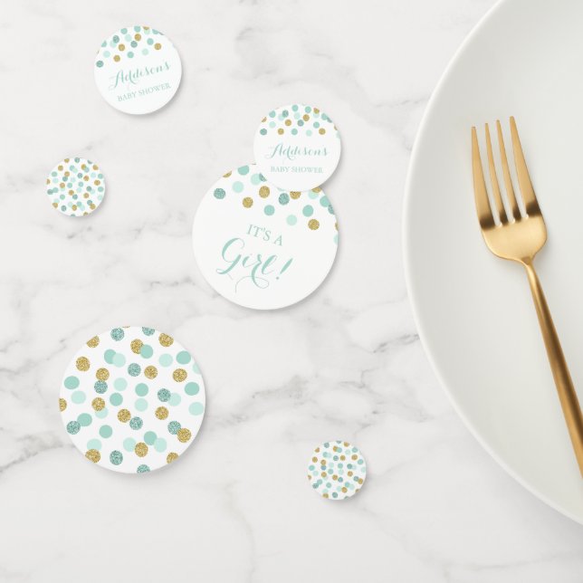 Mint and Gold Baby Shower Table Confetti (Group)