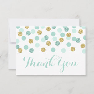 Mint and Gold Baby Shower Thank You Cards Flat