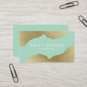 Mint and Gold Dipped   Business Card